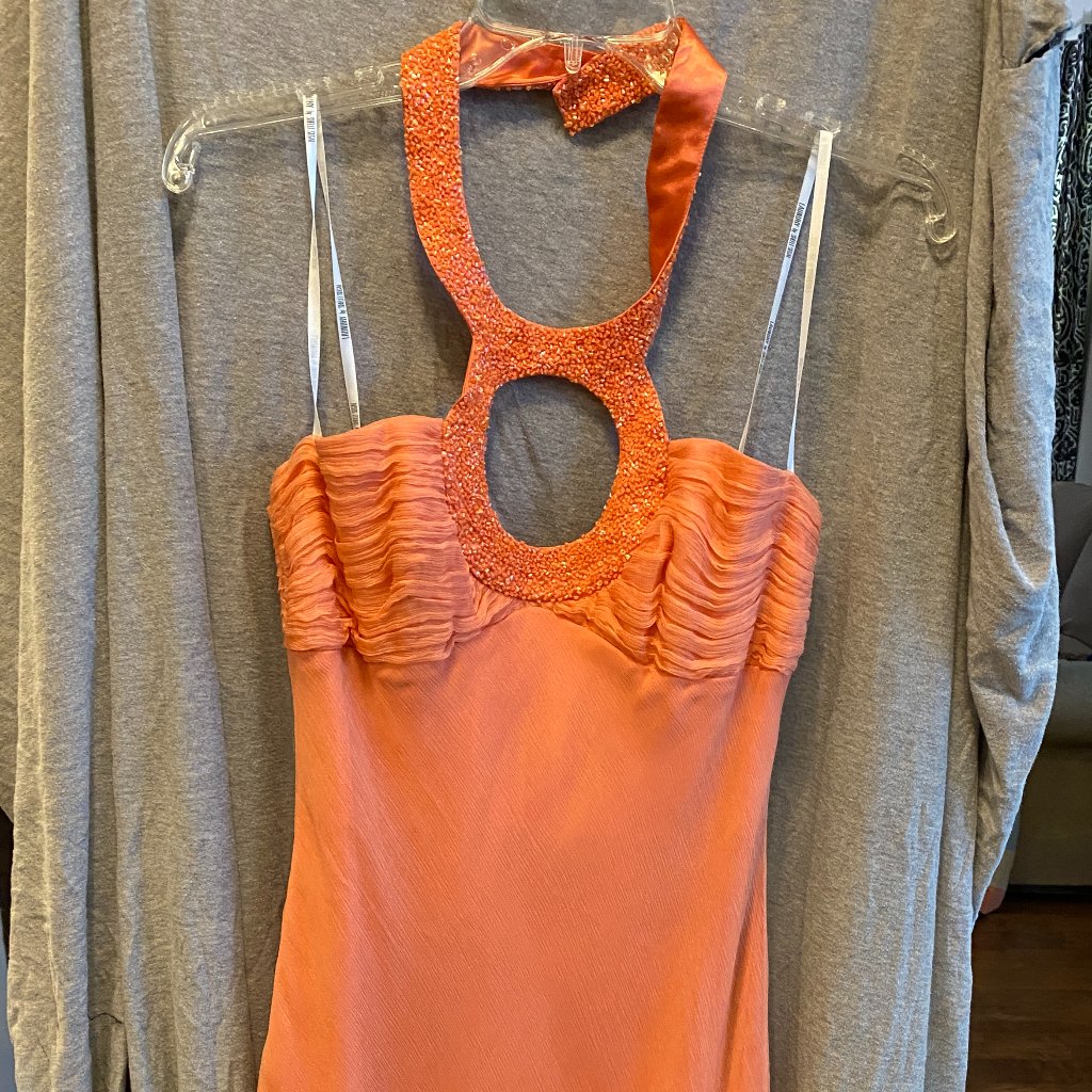 Laundry Silk Dress Size 4 Shelli Segal Halter Top Sleeveless Short Pink Orange N